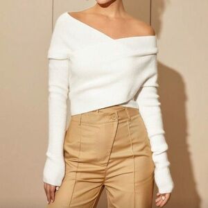 Elegant Off-Shoulder White Sweater